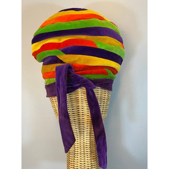 Vtg 50s 60s New Look Velvet Color Block Turban Bee Hive Hat Belmar B Altman Co - Picture 11 of 15